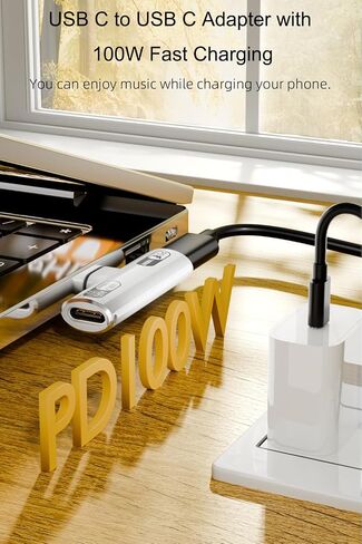 USB C Splitter مع شحن سريع 100 واط ، Dual USB C سماعة رأس وشفار الشاحن Dongle لسلسلة iPhone 16/15 ، iPad ، MacBook ، Galaxy S24/S23 والمزيد (رمادي) in Kuwait
