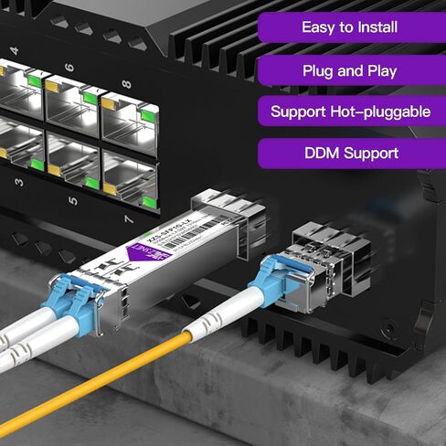 10GBASE-SR SFP+ Transceiver, 10G SFP+ to LC Multimode Fiber Module Compatible with Cisco SFP-10G-SR, Ubiquiti UniFi UF-MM-10G, Mikrotik S+85DLC03D, Meraki, Netgear, D-Link and More, 1 Pack in Kuwait
