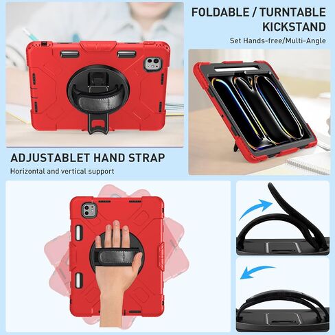 SUPFIVES 2024 iPad Pro 11 Inch Case M4 (5th Generation), with Screen Protector/Shoulder Strap/Pencil Holder/Handle/Rotating Stand, Black in Kuwait
