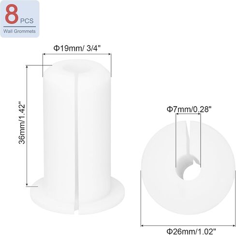 4Pcs Wall Grommets for Cables 3/4-Inch Silicone Cable Wall Bushing Feed Through Cable Routing Kit Accessories Wall Cable Pass Through for Ethernet with 7mm Hole, Grey in Kuwait