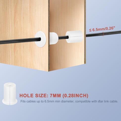 4Pcs Wall Grommets for Cables 3/4-Inch Silicone Cable Wall Bushing Feed Through Cable Routing Kit Accessories Wall Cable Pass Through for Ethernet with 7mm Hole, Grey in Kuwait