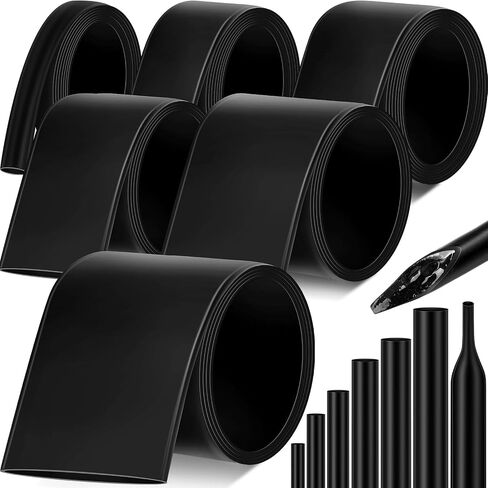 Pangda 5roll*20ft = 100ft Heat Trink Tubing 3: 1 نسبة من الدرجة البحرية اللاصقة المبطنة بالماء المليئة بالماء أنبوب أنبوب سلك الأكمام الأسود البوليوليفين (1/8+3/16+1/4+3/8+1/2 بوصة) in Kuwait