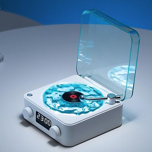 Bewinner Waves Vintage Record Player Bluetooth Speaker, The Waves Player with Night Light and Time Display, 4 Modes Portable Turntable Stereo Speaker for Bedroom Office Party (Roseate) in Kuwait