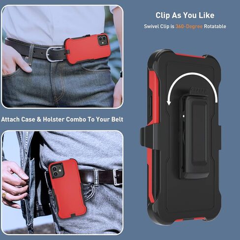 Xmon Case for iPhone 12 and 12 Pro, Heavy Duty Rugged Case Belt Clip Holster Kickstand Protective Cover [Shockproof] Compatible with Apple iPhone 12 and iPhone 12 Pro (Black) in Kuwait