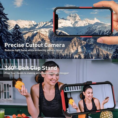 Xmon Case for iPhone 12 and 12 Pro, Heavy Duty Rugged Case Belt Clip Holster Kickstand Protective Cover [Shockproof] Compatible with Apple iPhone 12 and iPhone 12 Pro (Black) in Kuwait