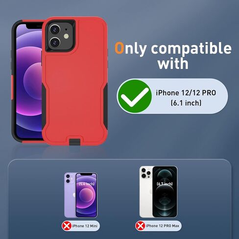 Xmon Case for iPhone 12 and 12 Pro, Heavy Duty Rugged Case Belt Clip Holster Kickstand Protective Cover [Shockproof] Compatible with Apple iPhone 12 and iPhone 12 Pro (Black) in Kuwait