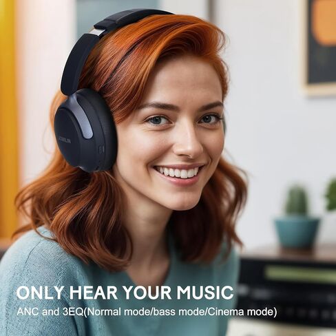 C5 Active Noise Cancelling Headphones, Wireless Over Ear Bluetooth Headphones, 3EQ Modes via Button, 60H Playtime Lightweight Folding Stereo Bass Headset with Mic, for Travel Home Beige White in Kuwait