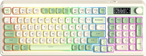 AULA S99 Pro Keyboard, Tri-Mode Bluetooth/2.4GHz/USB-C Cute Creamy Gaming Keyboard with Number Pad RGB Backlit, Media Knob Custom Mechanical Feel Computer Keyboard for MAC Xbox PC Gamer - Purple in Kuwait