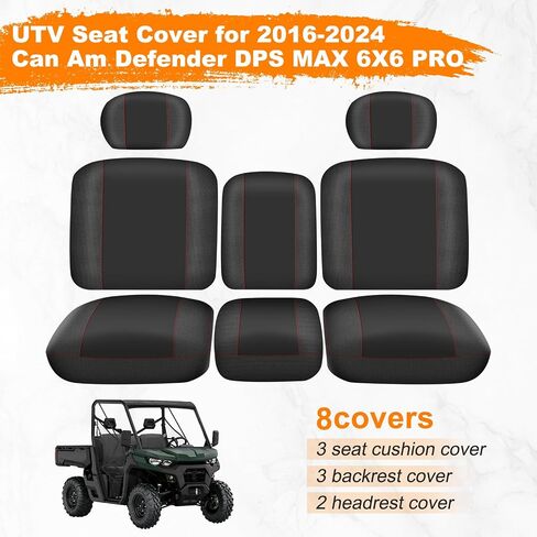 غطاء مقعد UTV لـ Can Am Defender MAX 2018-2025/MAX DPS 2017-2025 أغطية مقاعد منقسمة شديدة التحمل 1680D مقاومة للماء UTV مجموعة أغطية مقاعد (14 قطعة) in Saudi Arabia