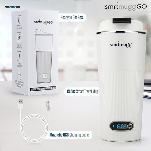 GO Heated Coffee Mug, Travel Mug, 13.5 OZ. Smart Mug, Battery Powered Heated Coffee Mug, Great for Coffee and Tea, Snap on Magnetic Charging Cord, New and Improved (Mint Green) in Kuwait