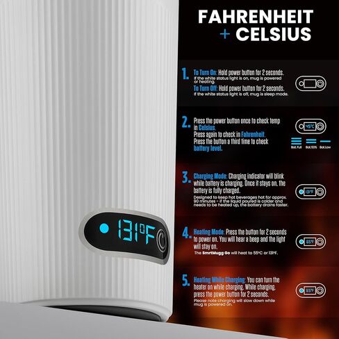 GO Heated Coffee Mug, Travel Mug, 13.5 OZ. Smart Mug, Battery Powered Heated Coffee Mug, Great for Coffee and Tea, Snap on Magnetic Charging Cord, New and Improved (Mint Green) in Kuwait