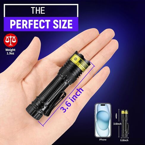 DARKDAWN UV Flashlight 395nm Black Light Mini USB Rechargeable Ultraviolet LED Blacklight Woods Lamp Powerful Fluorescent Portable Detector for Pet Urine Stains, Scorpions, Resin Curing in Kuwait