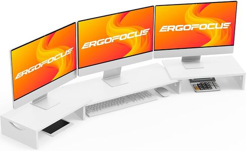 Triple Monitor Stand Riser, Extra Long Monitor Riser for 1~2~3 Monitors, Dual Monitor Stand with Length and Angle Adjustable, 3 Shelf Monitor Stand for Desk in Kuwait