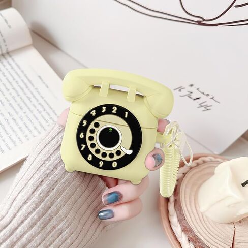 AIRSPO Compatible with Airpods 4 Case 2024 with Cleaner Kit, Retro Phone Design for AirPod 4th Generation Case Cover, Soft Silicone Shockproof Protective Case for Air Pods 4 Cases Cute (Pink) in Kuwait