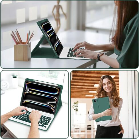 TaIYanG Keyboard Case for iPad Pro 11-inch (M4) 2024 Model (A2836/A2837/A3006), Detachable Magnetic Bluetooth Keyboard Case with Pencil Holder - Flip Stand Cover for iPad Pro 11 Inch(Pink) in Kuwait