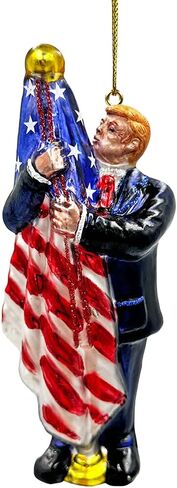 Exclusive Premium President Trump Glass Christmas Ornament, American Bald Eagle MAGA Tree Decor in Saudi Arabia