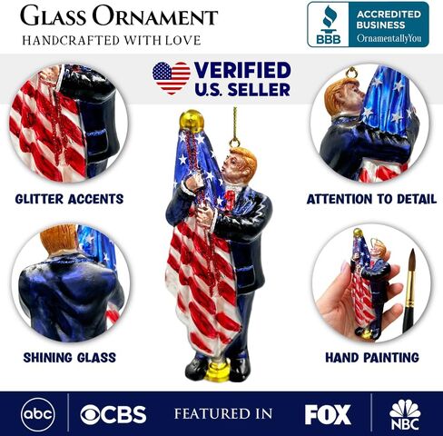 Exclusive Premium President Trump Glass Christmas Ornament, American Bald Eagle MAGA Tree Decor in Saudi Arabia