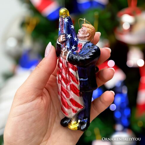Exclusive Premium President Trump Glass Christmas Ornament, American Bald Eagle MAGA Tree Decor in Saudi Arabia