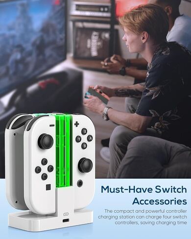 Charging Dock Replacement for Switch & Switch OLED for Joy Cons, Charging Station for Switch with a USB Type-C Charging Cord- Green in Kuwait