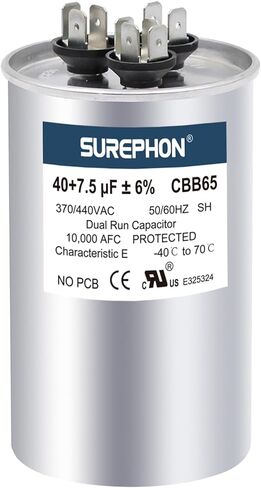 SUREPHON CBB65 Run Capacitor for ac 45/5 uf 45+5 MFD Dual 370-440 Volt, Works for HVAC, Air Conditioners, Heat Pumps in Kuwait