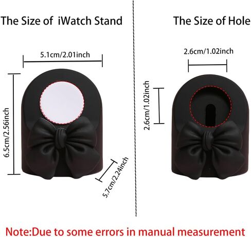 Charger Stand Compatible with Apple Watch Series Ultra2/Ultra/10/9/8/7/6/5/4/3/2/1/SE2/SE, for iWatch Cute 3D Bow Tie Silicone Charging Desk Stand Dock Holder Night Stand Mode, Pink Bow in Kuwait