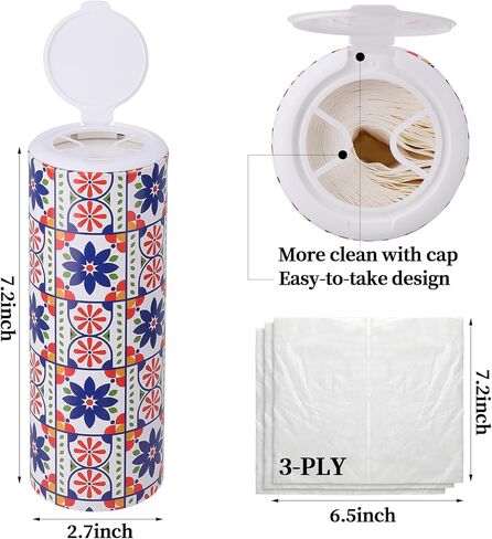 CarsonWorks Car Tissues Cylinder 4 Packs Round Tissue Box Holder Fit for Car Cup Holder, Home Small Tissue Dispenser with Refill Tissues for Car Bathroom Office in Kuwait