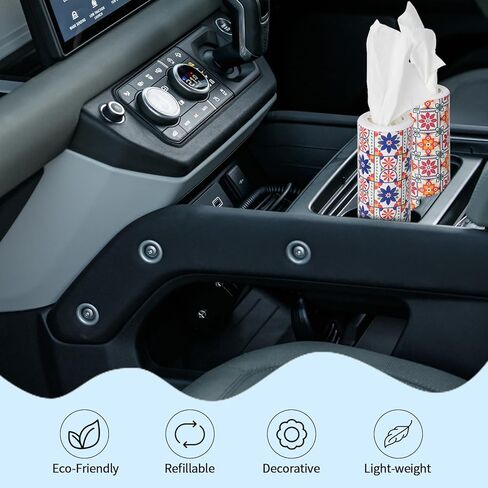 CarsonWorks Car Tissues Cylinder 4 Packs Round Tissue Box Holder Fit for Car Cup Holder, Home Small Tissue Dispenser with Refill Tissues for Car Bathroom Office in Kuwait