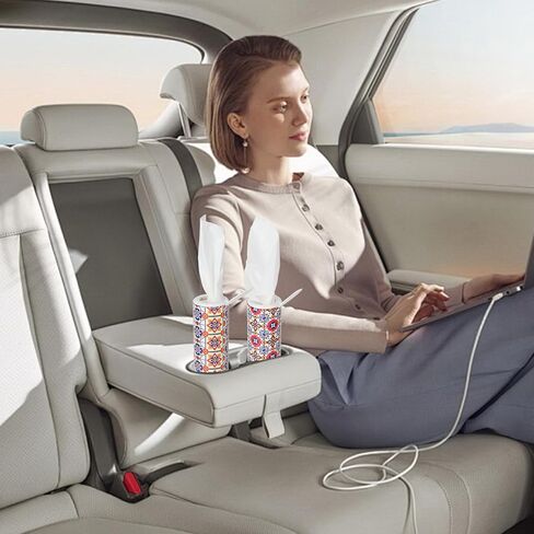 CarsonWorks Car Tissues Cylinder 4 Packs Round Tissue Box Holder Fit for Car Cup Holder, Home Small Tissue Dispenser with Refill Tissues for Car Bathroom Office in Kuwait