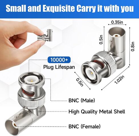 F to BNC Connector 2 Pack, BNC Male to F-Plug Female Coax Adapter Connector 75 Ohm, Coaxial Coax RG6, RG59 Adapter Coupler for CCTV Camera in Kuwait
