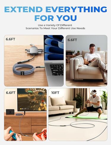 كابل تمديد AINOPE USB C بطول 6.6FT/20 جيجابت في الثانية/240 وات/4K@60 هرتز كابل تمديد USBC in Kuwait