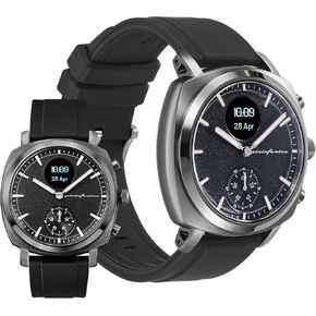 pininfarina Senso Sport Hybrid Smartwatch - Analogue Watch with FKM Strap, Digital Display, & Fitness Tracker for Steps, Calories, & Sleep - Compass & GPS Tracking - Moonlight Silver