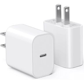 [2-Pack] USB C Wall Charger 40W, Dual Port 20W PD 3.0 Type C Fast Charging Block, Durable Compact Power Adapter for iPhone 16/15/14/13/Pro Max Plus,XS/XR/X,iPad Pro,AirPods4,Samsung,Watch(White)