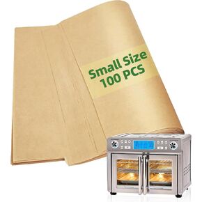 Air Fryer Paper Liners, 100 PCS Small Size Air Fryer Liners Disposable Compatible with Emeril Lagasse Dual Zone 360 Air Fryer Oven Combo with French Door Square Parchment Paper Baking Sheets