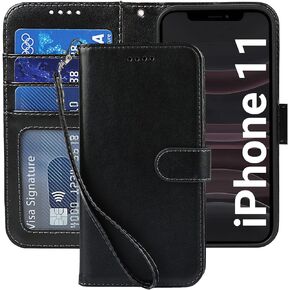 Elteker for iPhone 11 Wallet Case with Shoulder Strap Crossbody Lanyard, PU Leather Flip Kickstand Women Wallet Case with Card Holder for iPhone 11 - Blue
