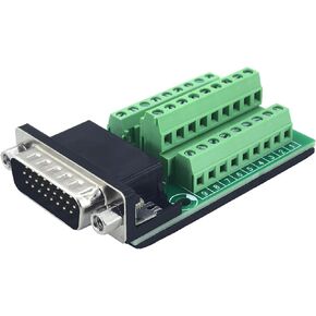 2Pcs DB26 RS232 Male Female Breakout Board Connector, D-SUB Serial 26 Pin Port Solderfree Adapter with Nut Insulating Mat