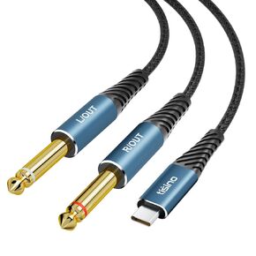 tisino USB C to 1/4 inch Audio Cable, USB C to Dual TS Mono Cable, USB C to AUX Audio Cable for Smartphone, Tablet, Laptop Link to Amplifier, Mixing Console Mixer, Speaker - 3.3FT