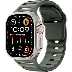 Sport Bands for Apple Watch Ultra 2 Band 49mm 45mm 44mm 42mm Men Women,Rugged Wide Silicone Waterproof Wristbands with Metal Adapter Strap for iWatch Ultra Band Series 9 8 7 6 SE 5 4 3 2,Ultra2/Ultra