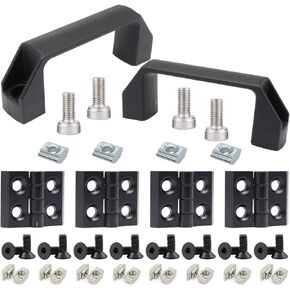 FORRCKY 4pcs 2020 Series Extruded Pivot Hinges for 20 Series Aluminum Extrusion Profile 2pcs 90mm 2020 Series Aluminum Door Handles and Frame Hinges with T- Slot Nuts Screws