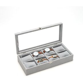 Jewelry Case Watch Organizer Bracelet Display Box with Clear Lid for Selling, watch/Jeweley Holder for Show (Grey Velevt)