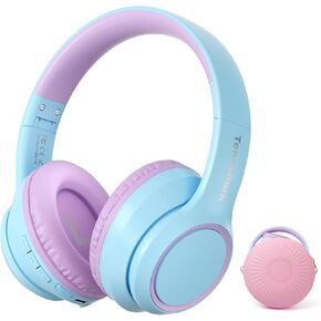 Active Noise Cancelling Headphones for Kids, 60H Playtime,Purple Wireless Bluetooth Over-Ear Headset Built-in Microphone for Home/School/Travel/Party - Includes Portable Case