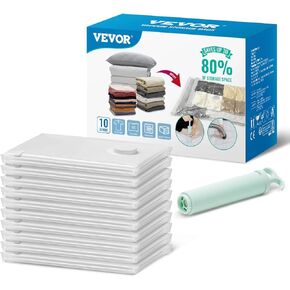 VEVOR Vacuum Storage Bags, 15 Pack Space Saver Seal Bag(3 Jumbo/3 Large/3 Medium/3 Small/3 Roll), Compression Airtight Zipper Space Bags with Electric Pump, for Cloth, Bedding, Blanket, Pillow, Travel