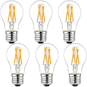LiteHistory Dimmable E26 led Bulb 6W Equal 60 watt Vintage LED Edison Bulb AC120V 2700K A15 LED Bulb for Ceiling Fan Light Bulbs,Appliance Bulb and Refrigerator Light Bulb 600LM Clear Medium 6Pack