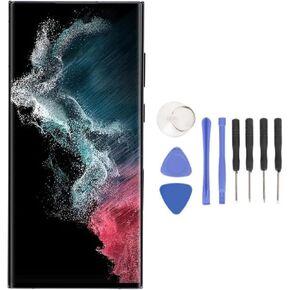for Galaxy S22 Ultra Screen with Fingerprint & Frame, 6.8inch OLED Display Digitizer Touch Screen Assembly for Galaxy S22 Ultra 5G US Version (Matte Black)