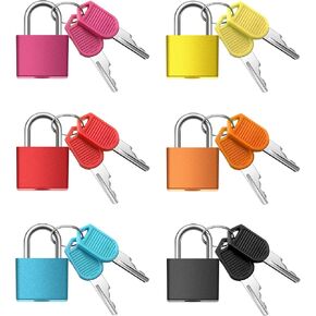 Luggage Locks with Keys Suitcase Locks Mini Metal Keyed Padlocks for Backpack Boxes Laptop Bag School Gym Locker 23mm (Fresh Color,6 Pieces)
