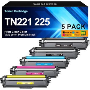 TN221 TN225 Toner Cartridge Replacement for Brother TN221 TN 221 TN 225 Compatible with MFC-9130CW HL-3170CDW HL-3140CW HL-3180CDW MFC-9330CDW (2 Black, 1 Cyan, 1 Magenta, 1 Yellow, 5 Pack)