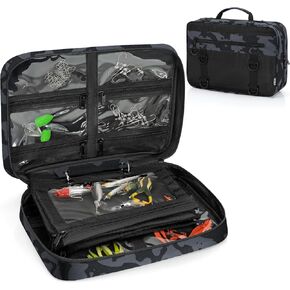 Lure Bag Utility Binder Tackle Bag - with 4 Single Pocket Sleeves and 2 Double Pocket for Lure, Line, Hooks, Sinkers,Black&Green in Kuwait