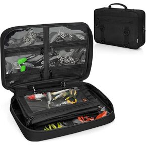 Lure Bag Utility Binder Tackle Bag - with 4 Single Pocket Sleeves and 2 Double Pocket for Lure, Line, Hooks, Sinkers,Black&Green