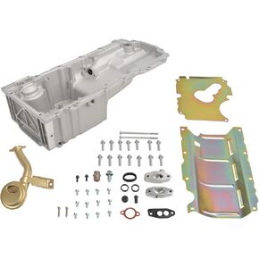 302-2 GM LS Swap Engine Aluminum Oil Pan Kit Compatible with 67-69 Camaro Firebird 64-72 GM A-Body 82-92 F-Body for LS1 LS2 LS3 LS6, Rear Sump Pick Up Gasket