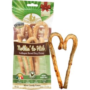 Fieldcrest Farms Nothin' to Hide Mini Holiday Candy Cane Chicken Flavor Dog Chews, Rawhide-Free, Easily Digestible, Long-Lasting, All-Natural Treats for Moderate Chewers up to 15lbs, 6-Ct
