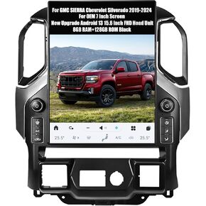 AuCar 2024 Latest Android 13 Car Radio Head Unit for GMC Sierra Chevrolet Silverado 2019-2024 OEM 8 Inch Screen, 15.6 Inch Car Multimedia Player GPS Navigation 8GB RAM+128GB ROM